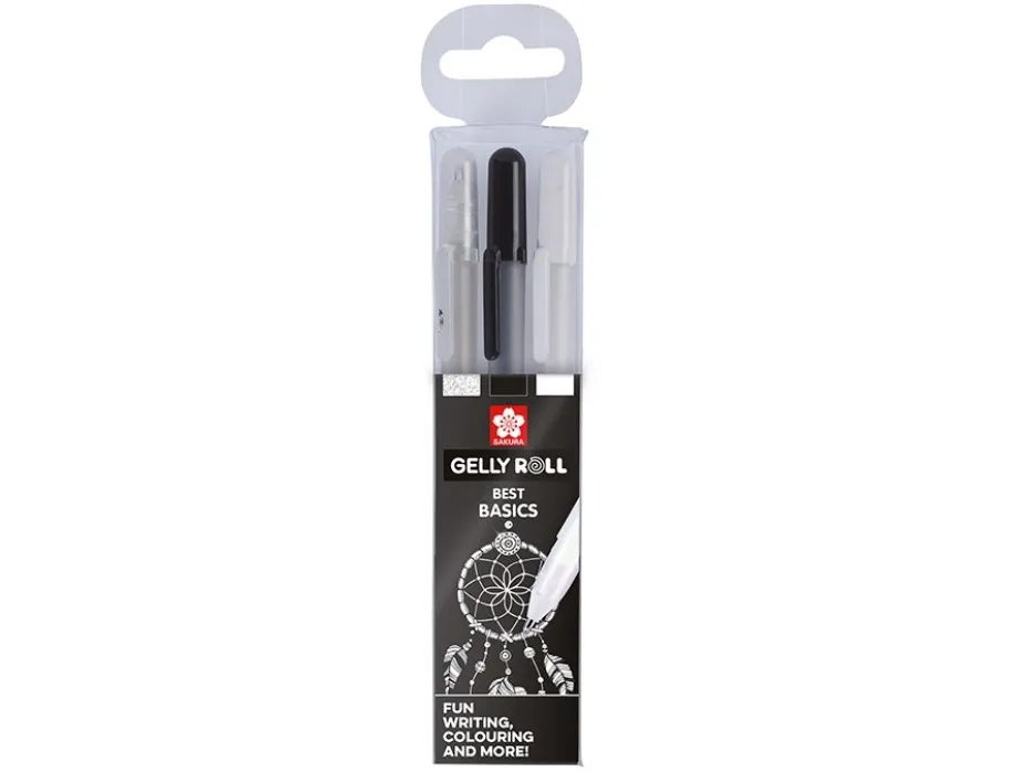 Sakura Gelly Roll – Mixed Sett 3stk – Hvit, sort og glitter