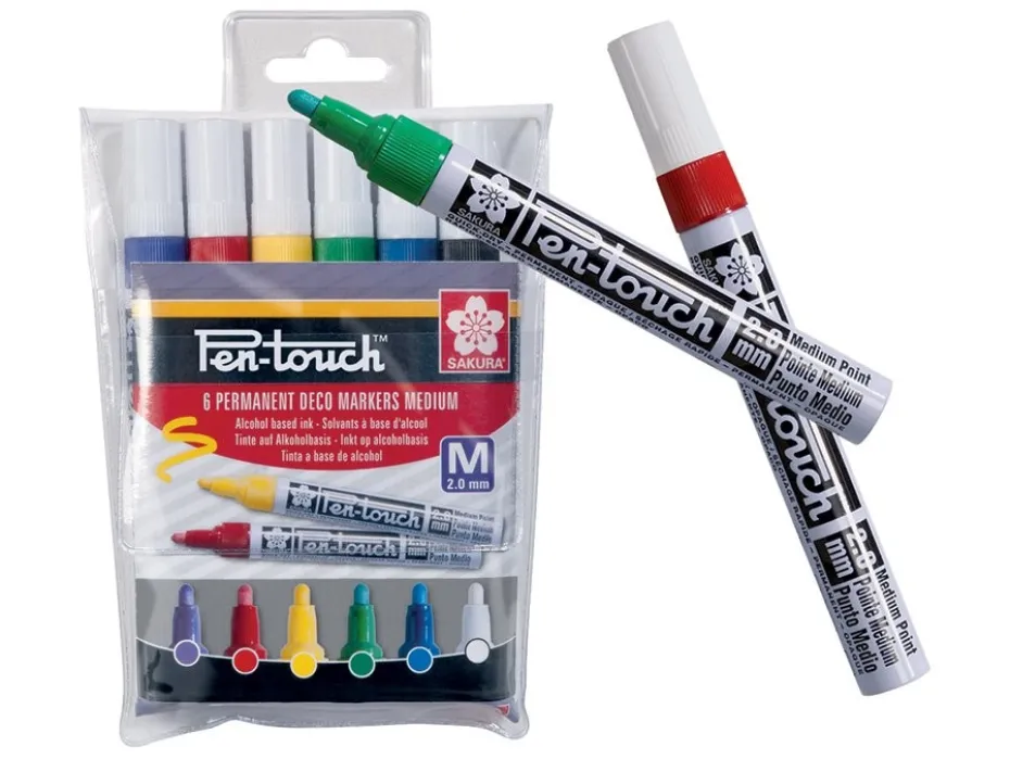 Sakura Pen-Touch – Medium 2mm – Sett 6stk – Deco