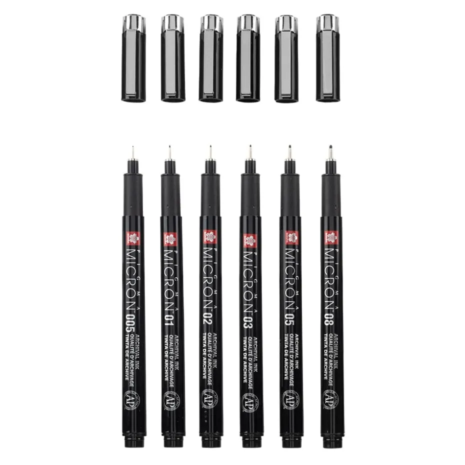 Sakura Pigma Micron Black Edition – 6stk + Case