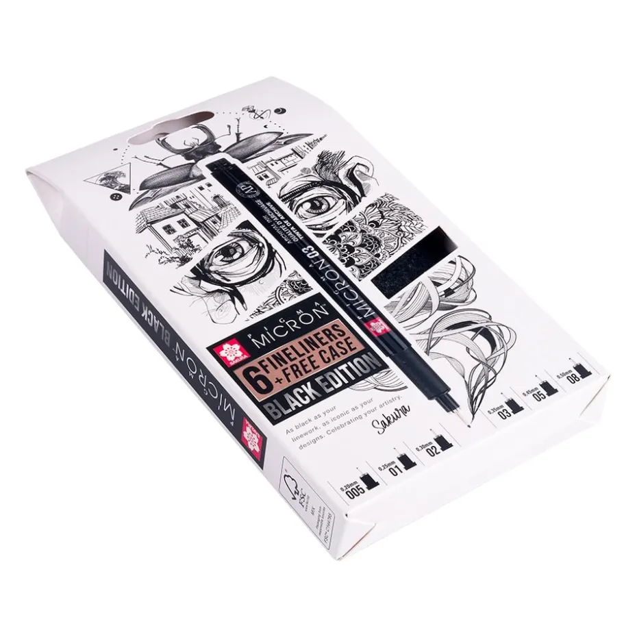 Sakura Pigma Micron Black Edition – 6stk + Case