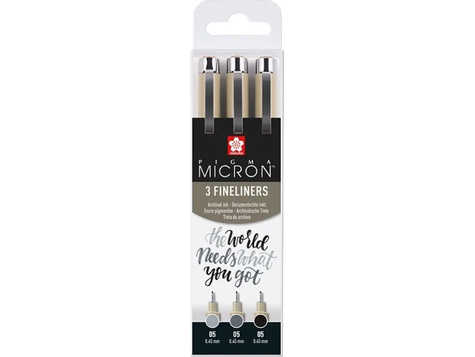 Sakura Pigma Micron Sett 3stk 05 – Black and Gray