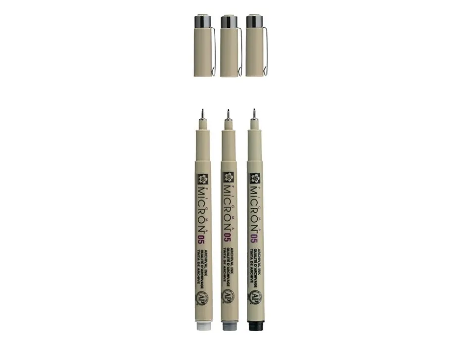 Sakura Pigma Micron Sett 3stk 05 – Black and Gray