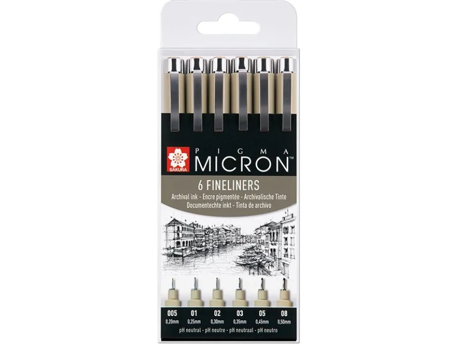 Sakura Pigma Micron Sett 6stk – 49 Sort