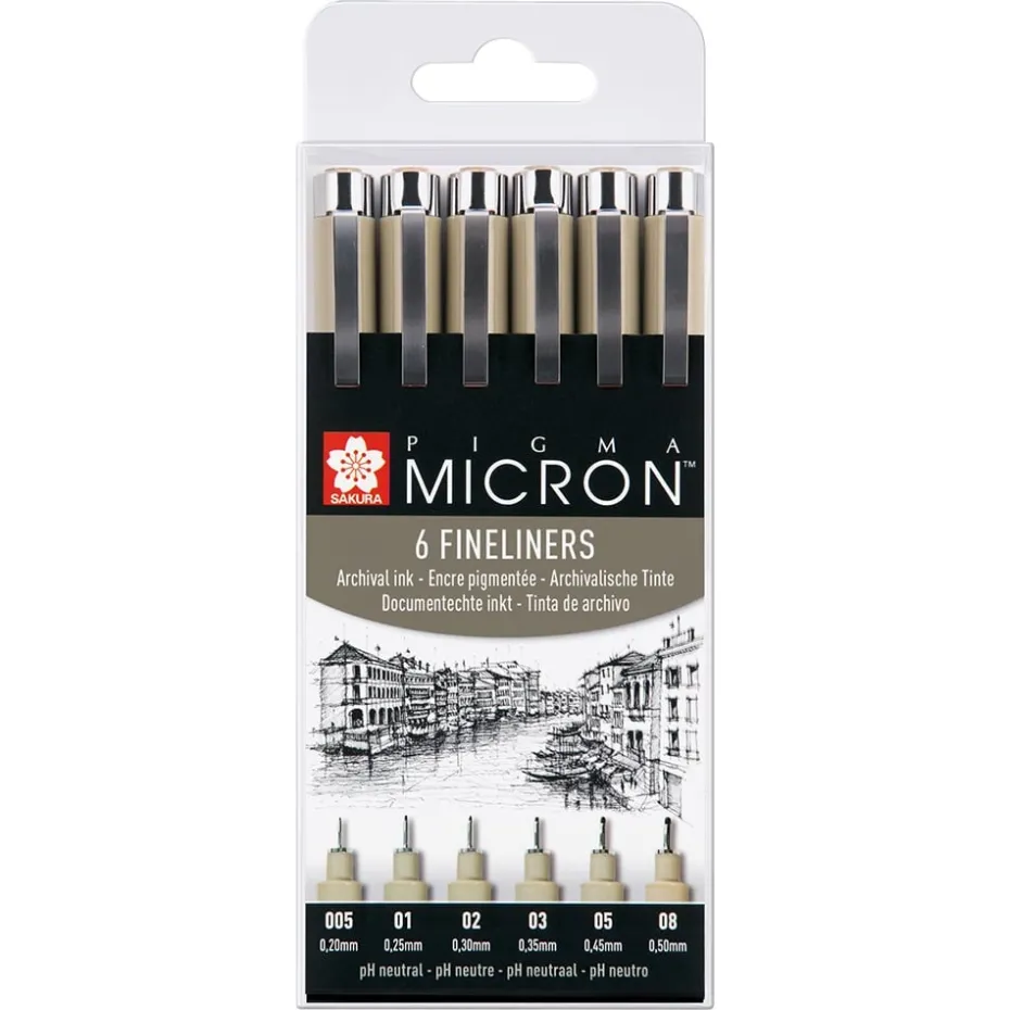 Sakura Pigma Micron Sett 6stk – 49 Sort