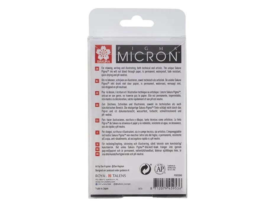 Sakura Pigma Micron Sett 8stk – 49 Sort