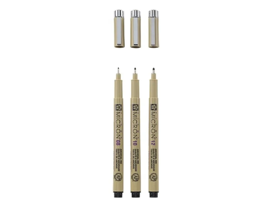 Sakura Pigma Micron Sett 3stk – 49 Sort – 08 10 12