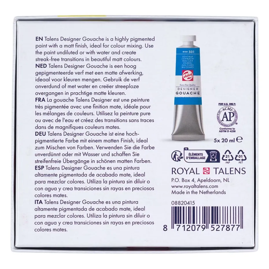 Talens Designer Gouache 20ml – Mixing Sett – 5stk