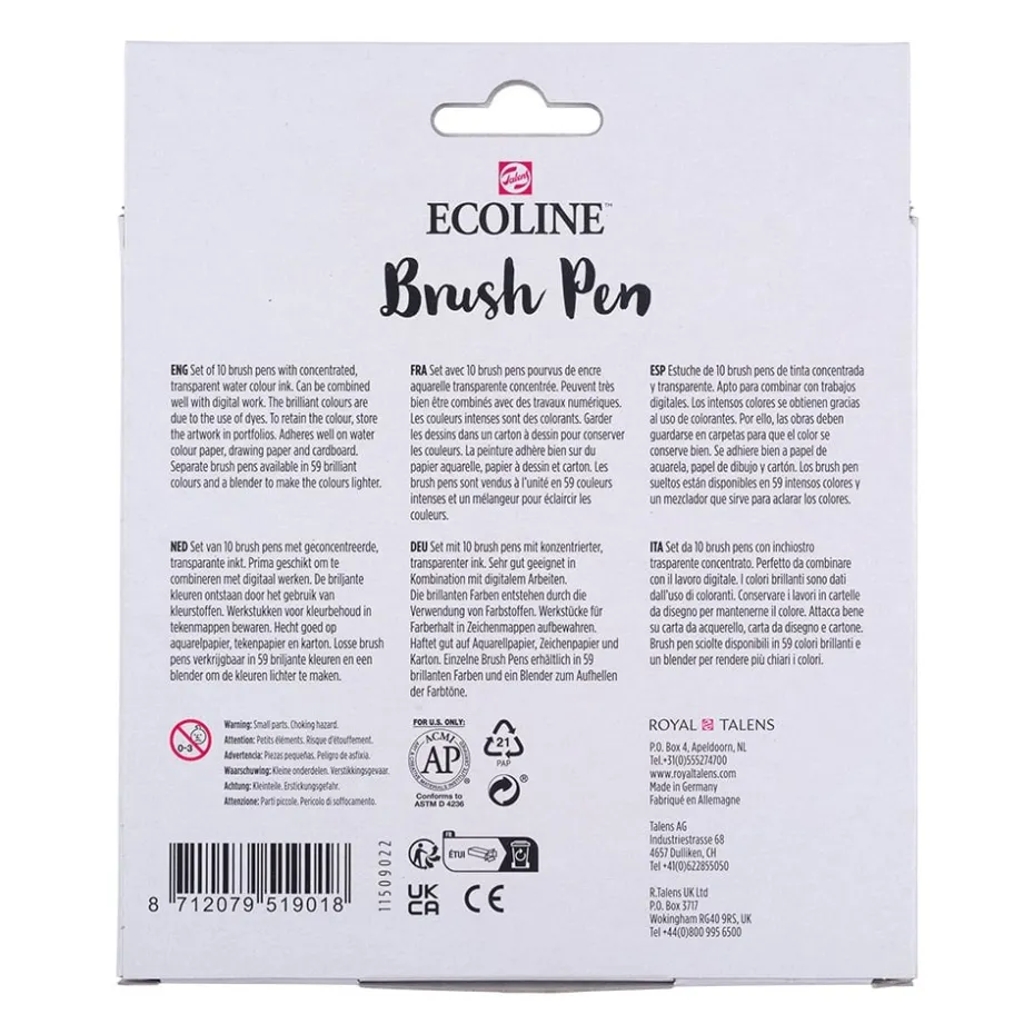 Talens Ecoline Brush Pen Sett 10stk – Primary