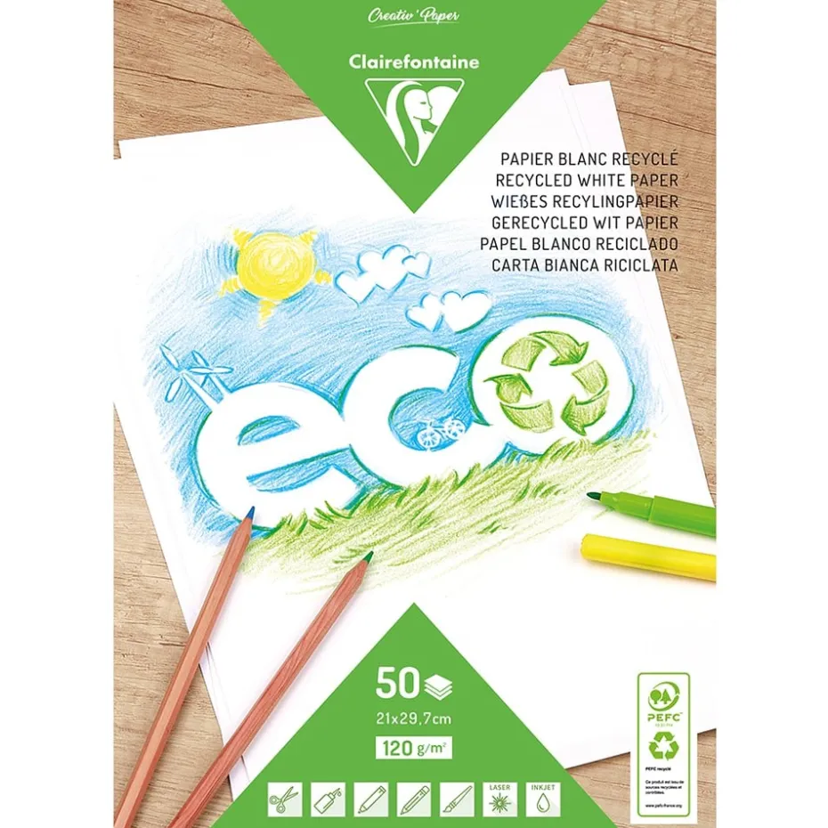 Tegneblokk resirkulert papir – 120g – 50 ark – A4