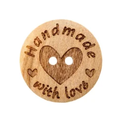 Treknapp 454484 Handmade with love 2-hulls – 20mm – 16 Natur
