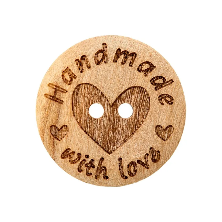 Treknapp 454484 Handmade with love 2-hulls – 20mm – 16 Natur