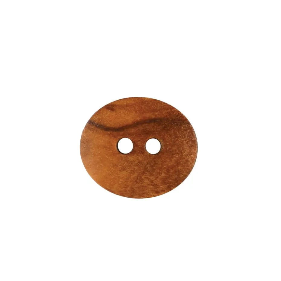 Treknapp – Oval 2- hull 12mm – Lys brun
