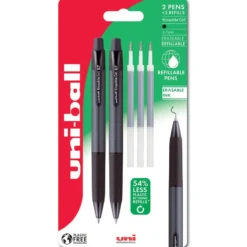 Uni-ball Erasable Gel 0,7mm – Blister 2stk + 3 refill – Sort