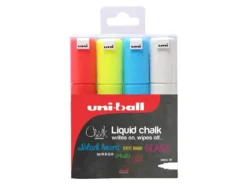 Uni Chalk Marker PWE-8K Chisel Tip 8mm – Sett 4stk Mix