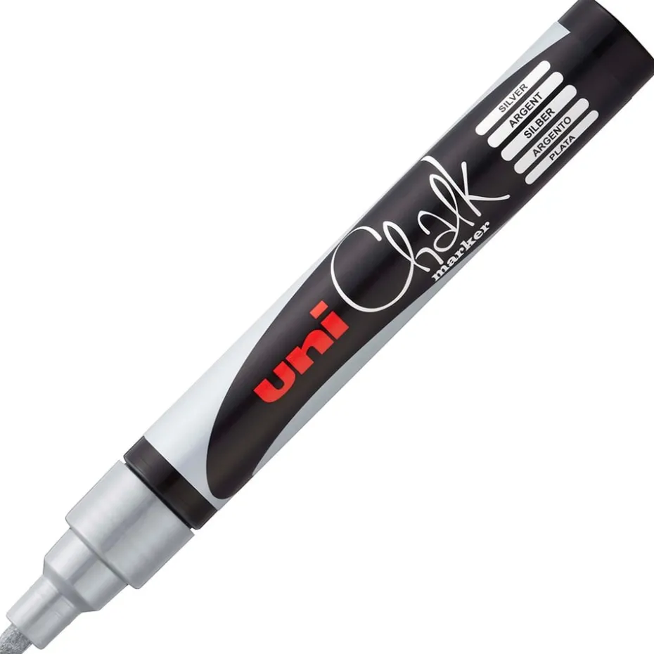 Uni Chalk Marker PWE-5M Bullet tip 1,8-2,5mm – Silver