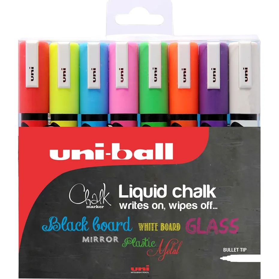 Uni Chalk Marker PWE-5M Bullet tip 1,8-2,5mm – Sett 8stk