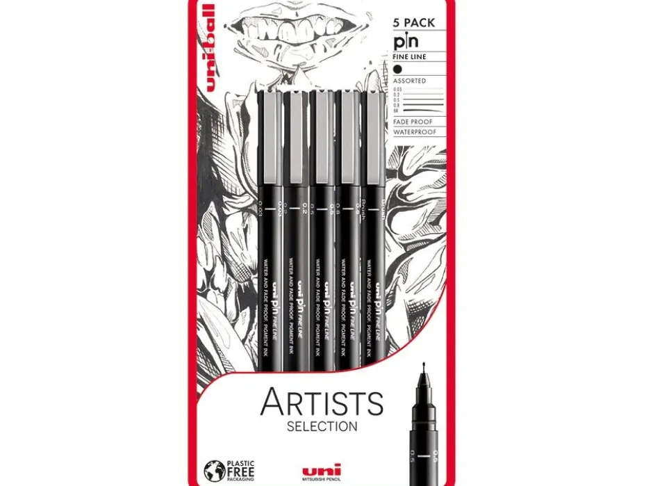 Uni Pin Fineliner Sett 5stk Artists Selection Blister
