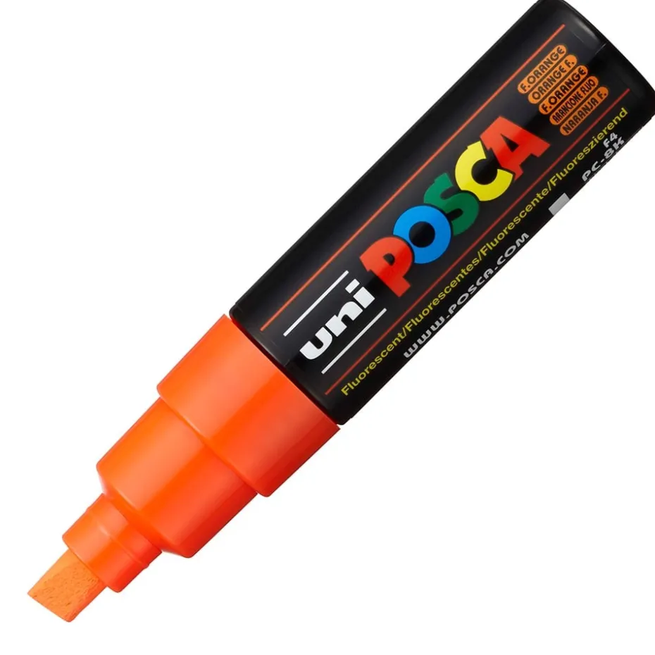 Uni POSCA PC-8K – Chisel 8mm – F4 Fluorescent Orange