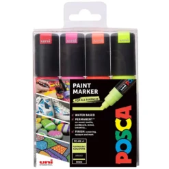 Uni POSCA PC-8K – Chisel 8mm – Sett Fluorecent 4stk