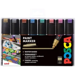 Uni POSCA PC-8K – Chisel 8mm – Sett Metallic 8stk