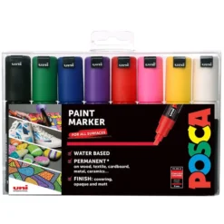 Uni POSCA PC-8K – Chisel 8mm – Sett Standard 8stk