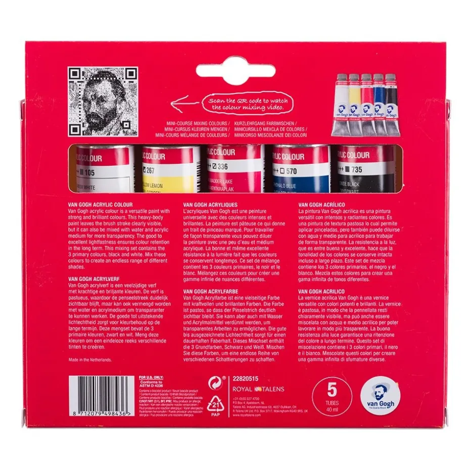 Van Gogh Akrylmaling Sett – 5x40ml Primary
