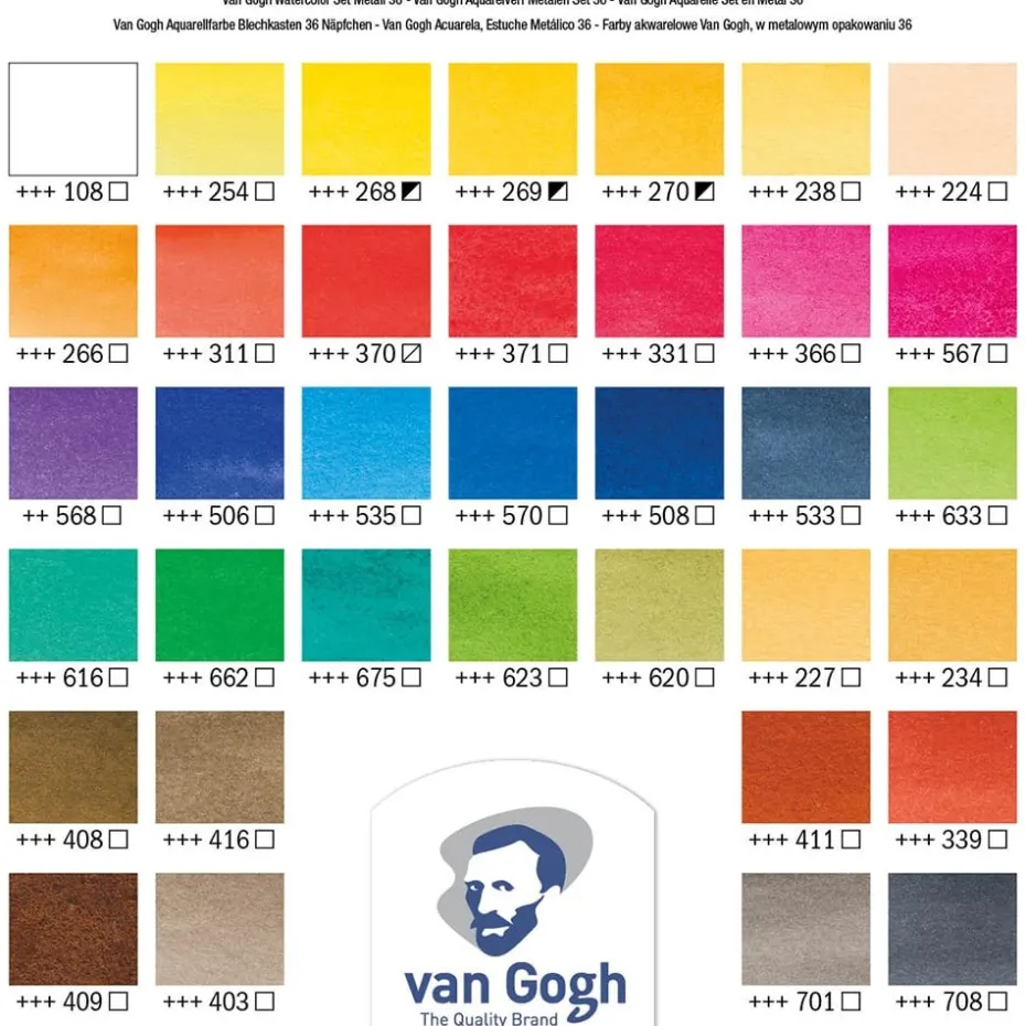 Van Gogh akvarell – Metallskrin sett – 36 half pan