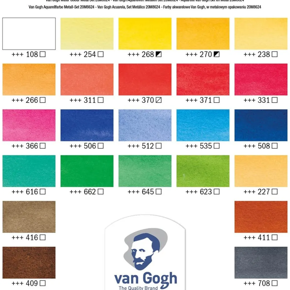 Van Gogh Akvarell – Metallskrin Sett – 24 half-pan og pensel
