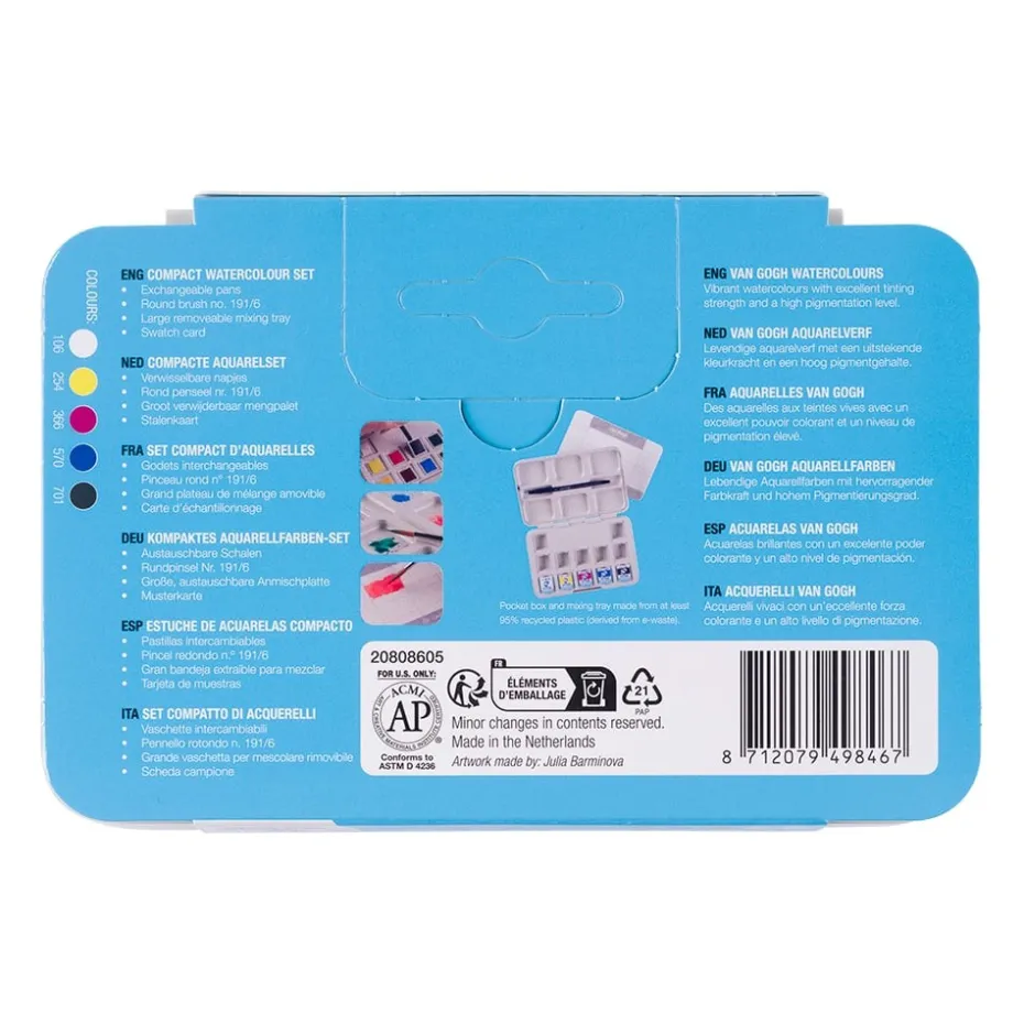 Van Gogh Akvarell Pocketbox Sett – 5 half-pan Primary