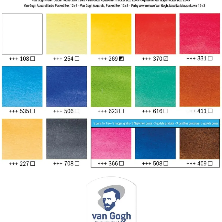 Van Gogh Akvarell Pocketbox Sett – 12+3 – Inkl pensel